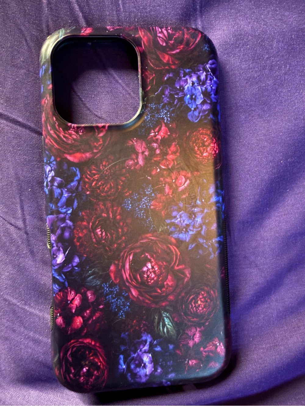 Gothic Romance Floral Burgundy & Purple iPhone 16 Pro Max MagSafe Phone Case